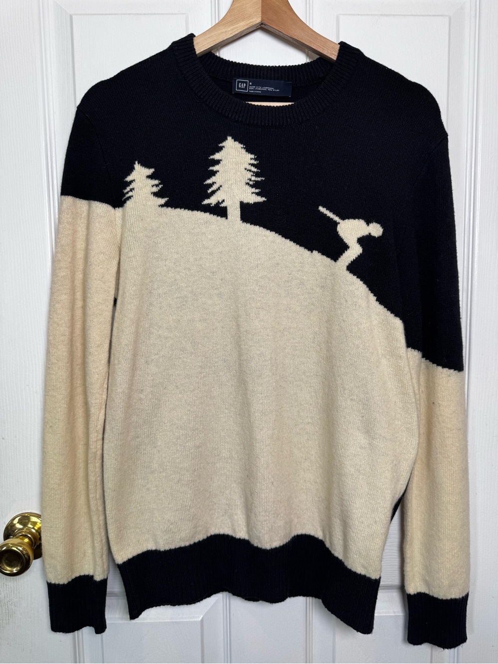 Vintage GAP Men’s Lambswool Skier Sweater S Après Ski Lodge Alpine 90s Y2K